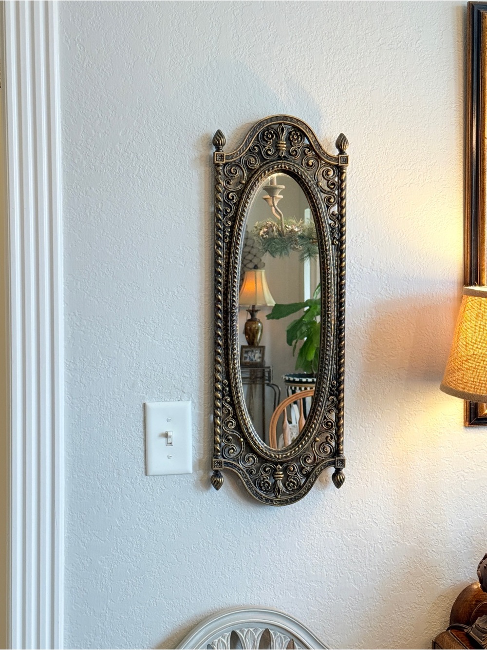 Vintage Homco Filigree MIRROR 25”x8,5” Ornate Black Gold Hollywood Glamour USA - Picture 5 of 15
